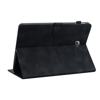 For Samsung Galaxy Tab A 10.1 2016 Lily Embossed Leather Tablet Case(Black) by bashfashion