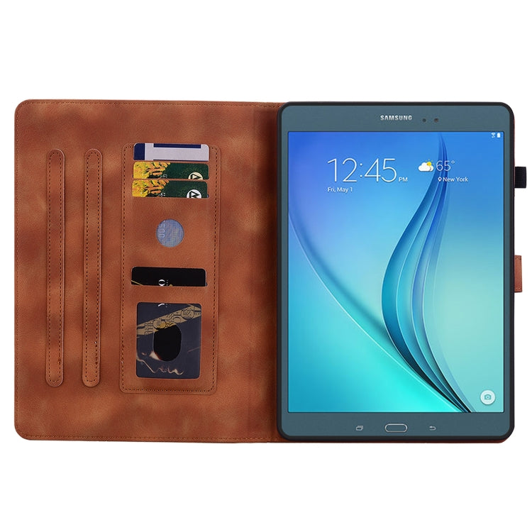 For Samsung Galaxy Tab A 9.7 T550 T555 Lily Embossed Leather Tablet Case(Brown) by bashfashion