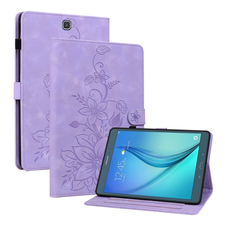 For Samsung Galaxy Tab A 9.7 T550 T555 Lily Embossed Leather Tablet Case(Purple) by bashfashion