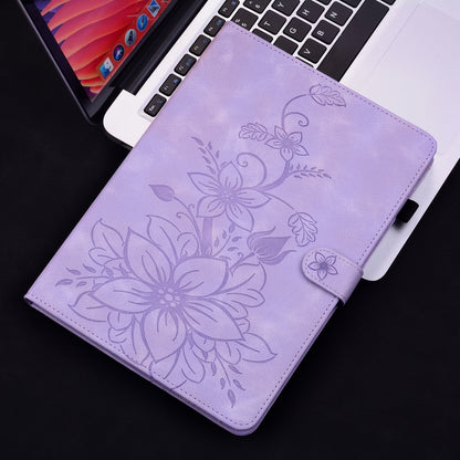For Samsung Galaxy Tab A 9.7 T550 T555 Lily Embossed Leather Tablet Case(Purple) by bashfashion