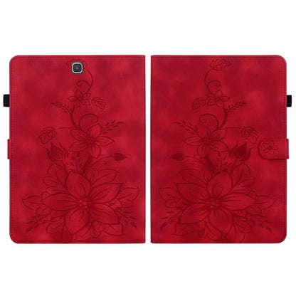 For Samsung Galaxy Tab A 9.7 T550 T555 Lily Embossed Leather Tablet Case(Red) by bashfashion