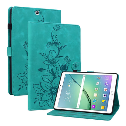 For Samsung Galaxy Tab S2 9.7 T810 T815 Lily Embossed Leather Tablet Case(Green) by bashfashion