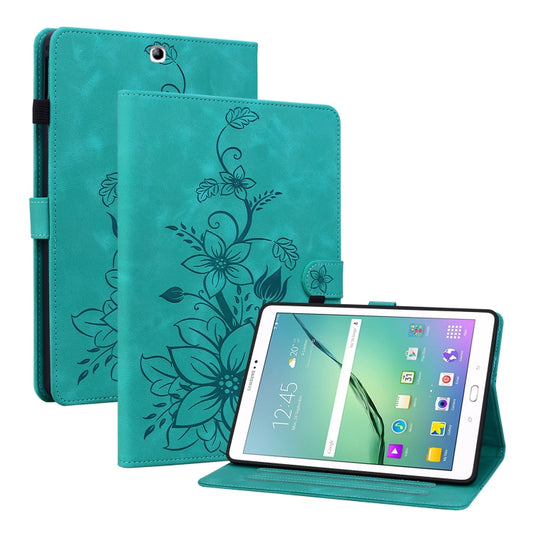 For Samsung Galaxy Tab S2 9.7 T810 T815 Lily Embossed Leather Tablet Case(Green) by bashfashion