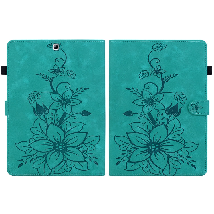 For Samsung Galaxy Tab S2 9.7 T810 T815 Lily Embossed Leather Tablet Case(Green) by bashfashion