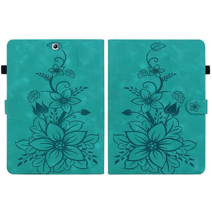 For Samsung Galaxy Tab S2 9.7 T810 T815 Lily Embossed Leather Tablet Case(Green) by bashfashion