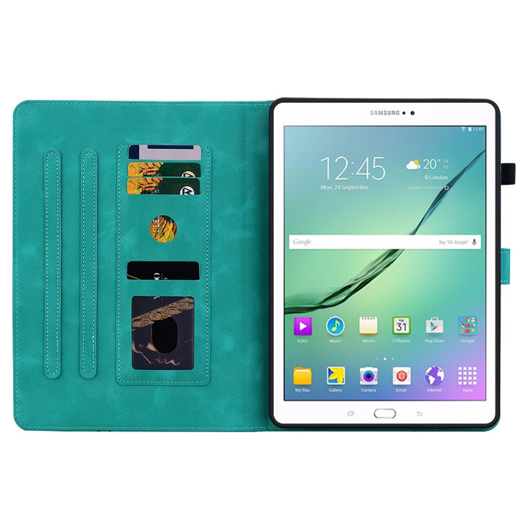 For Samsung Galaxy Tab S2 9.7 T810 T815 Lily Embossed Leather Tablet Case(Green) by bashfashion