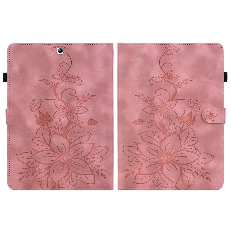 For Samsung Galaxy Tab S2 9.7 T810 T815 Lily Embossed Leather Tablet Case(Pink) by bashfashion