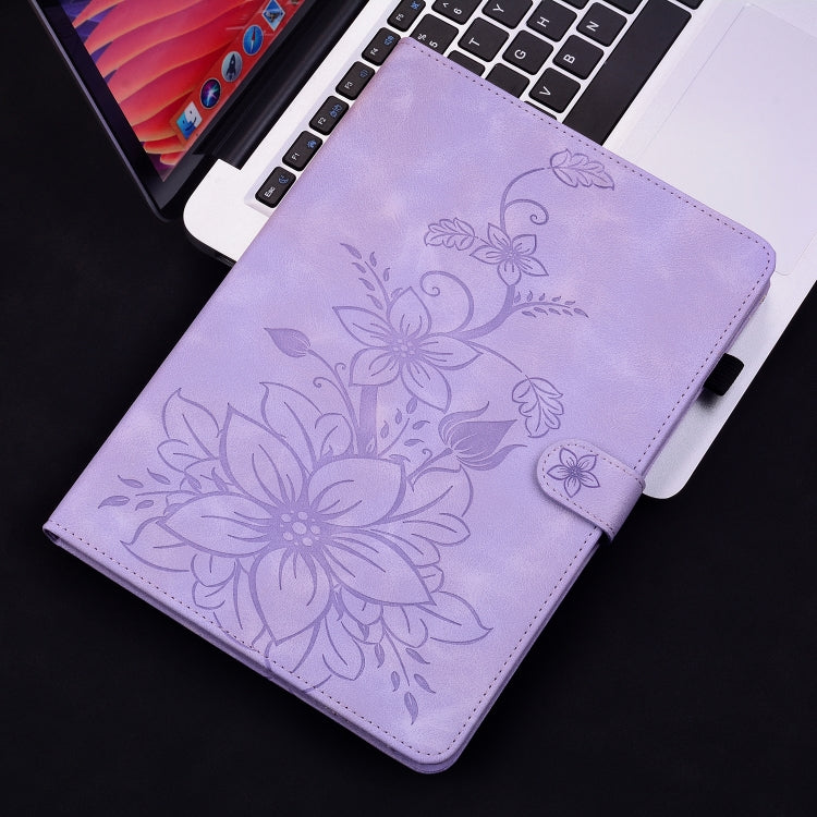 For Samsung Galaxy Tab S2 9.7 T810 T815 Lily Embossed Leather Tablet Case(Purple) by bashfashion