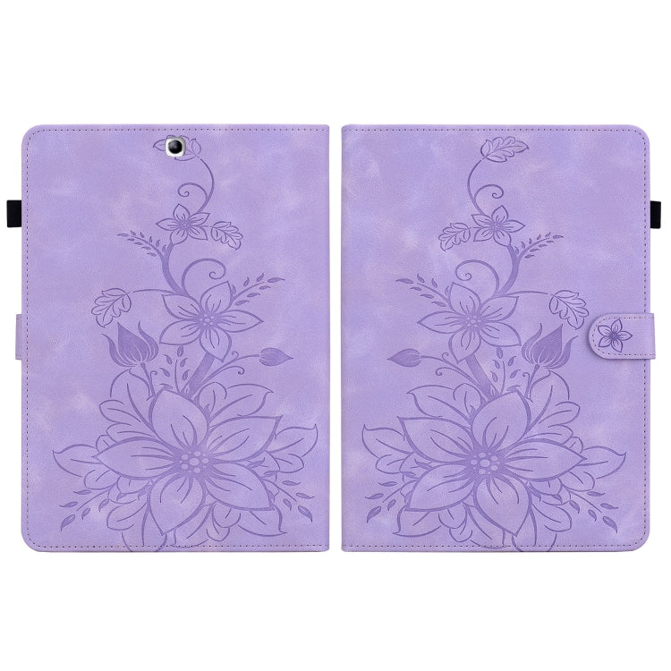 For Samsung Galaxy Tab S2 9.7 T810 T815 Lily Embossed Leather Tablet Case(Purple) by bashfashion