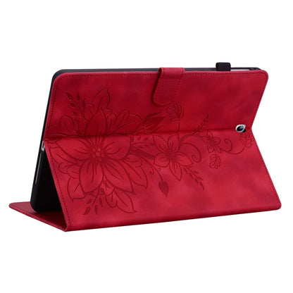 For Samsung Galaxy Tab S2 9.7 T810 T815 Lily Embossed Leather Tablet Case(Red) by bashfashion