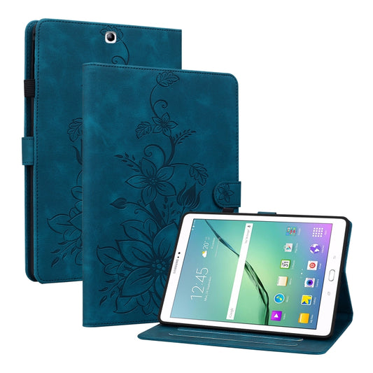 For Samsung Galaxy Tab S2 9.7 T810 T815 Lily Embossed Leather Tablet Case(Dark Blue) by bashfashion