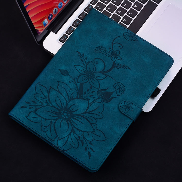 For Samsung Galaxy Tab S2 9.7 T810 T815 Lily Embossed Leather Tablet Case(Dark Blue) by bashfashion
