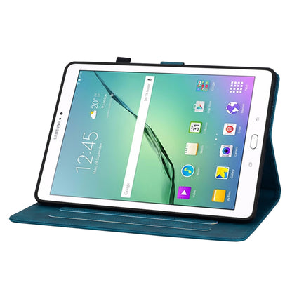 For Samsung Galaxy Tab S2 9.7 T810 T815 Lily Embossed Leather Tablet Case(Dark Blue) by bashfashion