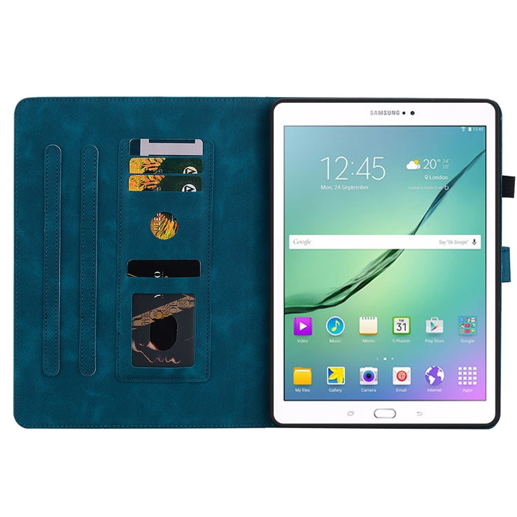 For Samsung Galaxy Tab S2 9.7 T810 T815 Lily Embossed Leather Tablet Case(Dark Blue) by bashfashion