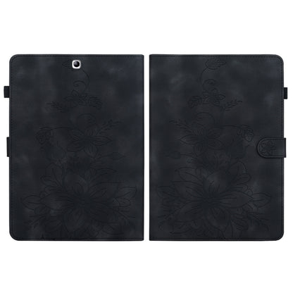 For Samsung Galaxy Tab S2 9.7 T810 T815 Lily Embossed Leather Tablet Case(Black) by bashfashion