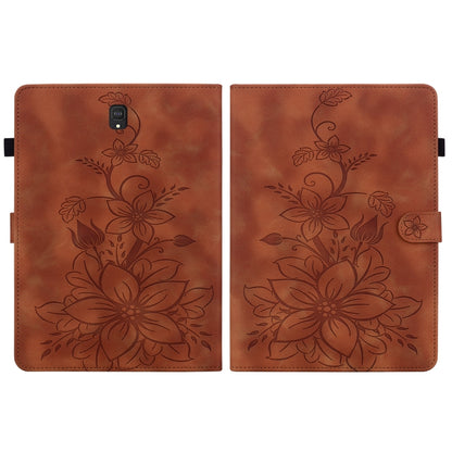 For Samsung Galaxy Tab S4 10.5 SM-T830/T835 Lily Embossed Leather Tablet Case(Brown) by bashfashion