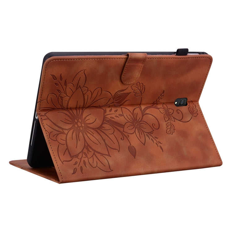 For Samsung Galaxy Tab S4 10.5 SM-T830/T835 Lily Embossed Leather Tablet Case(Brown) by bashfashion