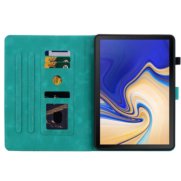 For Samsung Galaxy Tab S4 10.5 SM-T830/T835 Lily Embossed Leather Tablet Case(Green) by bashfashion