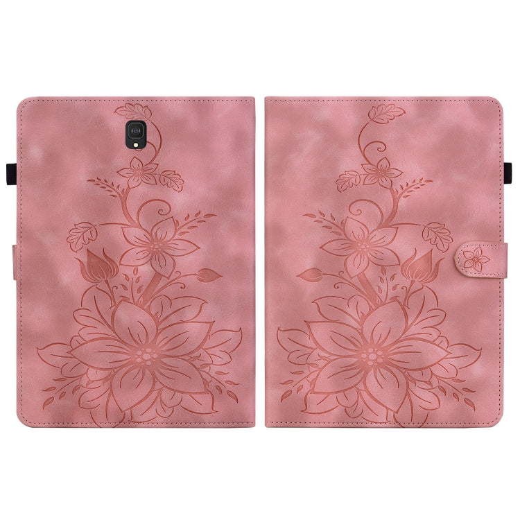 For Samsung Galaxy Tab S4 10.5 SM-T830/T835 Lily Embossed Leather Tablet Case(Pink) by bashfashion
