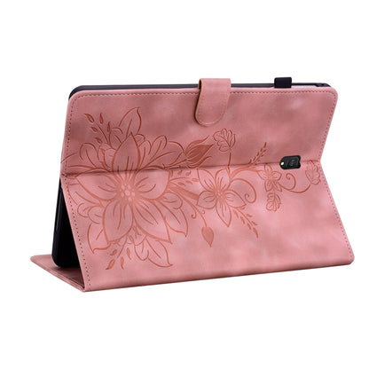 For Samsung Galaxy Tab S4 10.5 SM-T830/T835 Lily Embossed Leather Tablet Case(Pink) by bashfashion