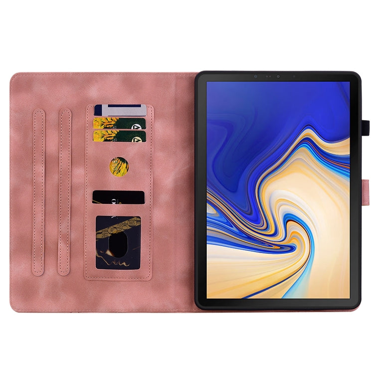 For Samsung Galaxy Tab S4 10.5 SM-T830/T835 Lily Embossed Leather Tablet Case(Pink) by bashfashion