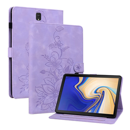 For Samsung Galaxy Tab S4 10.5 SM-T830/T835 Lily Embossed Leather Tablet Case(Purple) by bashfashion