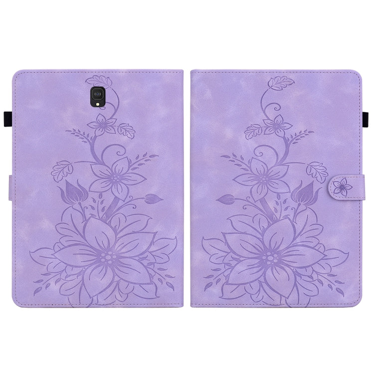 For Samsung Galaxy Tab S4 10.5 SM-T830/T835 Lily Embossed Leather Tablet Case(Purple) by bashfashion