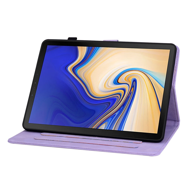 For Samsung Galaxy Tab S4 10.5 SM-T830/T835 Lily Embossed Leather Tablet Case(Purple) by bashfashion