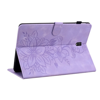 For Samsung Galaxy Tab S4 10.5 SM-T830/T835 Lily Embossed Leather Tablet Case(Purple) by bashfashion
