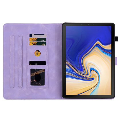 For Samsung Galaxy Tab S4 10.5 SM-T830/T835 Lily Embossed Leather Tablet Case(Purple) by bashfashion