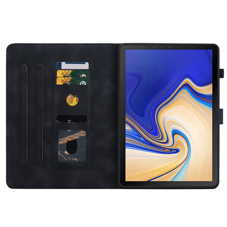 For Samsung Galaxy Tab S4 10.5 SM-T830/T835 Lily Embossed Leather Tablet Case(Black) by bashfashion