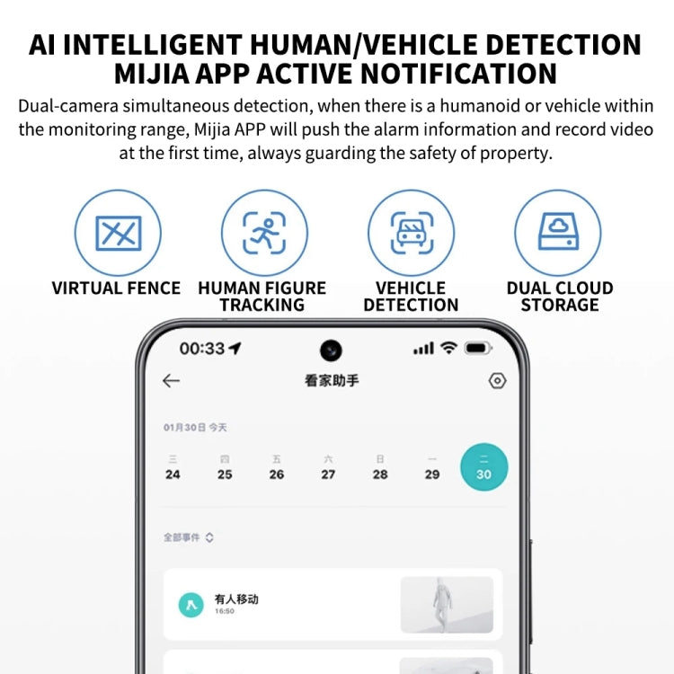 Xiaomi CW500 Dual Camera 8MP Outdoor IP66 Waterproof Support AI Detection Two-Way Voice WiFi Camera, US Plug(White) by Xiaomi
