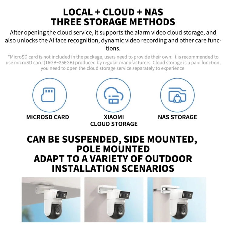 Xiaomi CW500 Dual Camera 8MP Outdoor IP66 Waterproof Support AI Detection Two-Way Voice WiFi Camera, US Plug(White) by Xiaomi