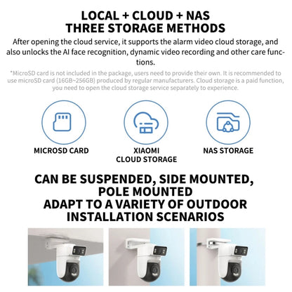 Xiaomi CW500 Dual Camera 8MP Outdoor IP66 Waterproof Support AI Detection Two-Way Voice WiFi Camera, US Plug(White) by Xiaomi