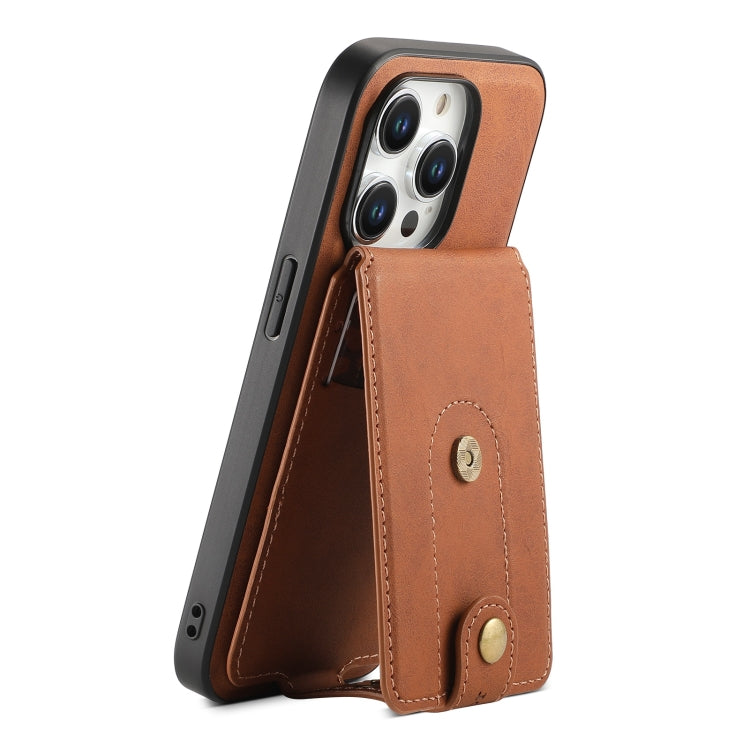 For iPhone 15 Pro Denior D14 NK Retro Pattern MagSafe Magnetic Card Holder Leather Phone Case(Brown) by Denior
