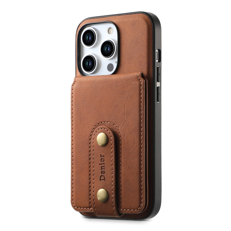 For iPhone 14/13 Denior D14 NK Retro Pattern MagSafe Magnetic Card Holder Leather Phone Case(Brown) by Denior