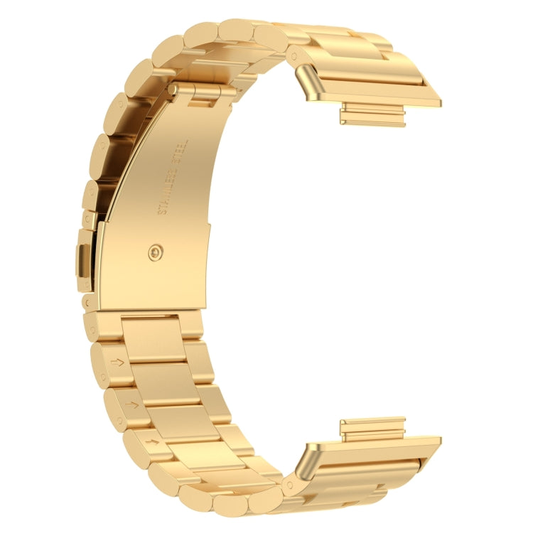 For Huawei Watch Fit 3 Three Bead Stainless Steel Metal Watch Band(Gold) by bashfashion