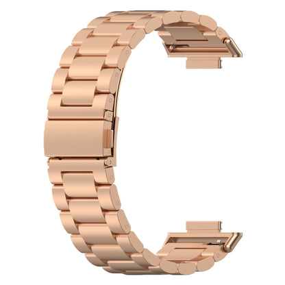 For Huawei Watch Fit 3 Three Bead Stainless Steel Metal Watch Band(Rose Gold) by bashfashion