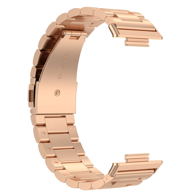 For Huawei Watch Fit 3 Three Bead Stainless Steel Metal Watch Band(Rose Gold) by bashfashion