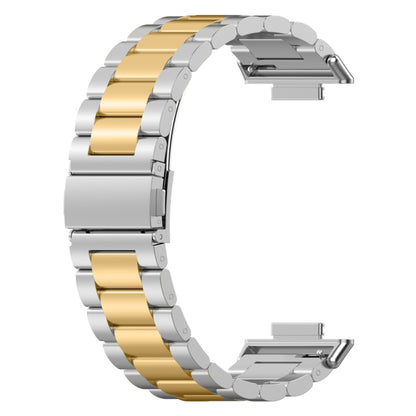 For Huawei Watch Fit 3 Three Bead Stainless Steel Metal Watch Band(Silver Gold) by bashfashion