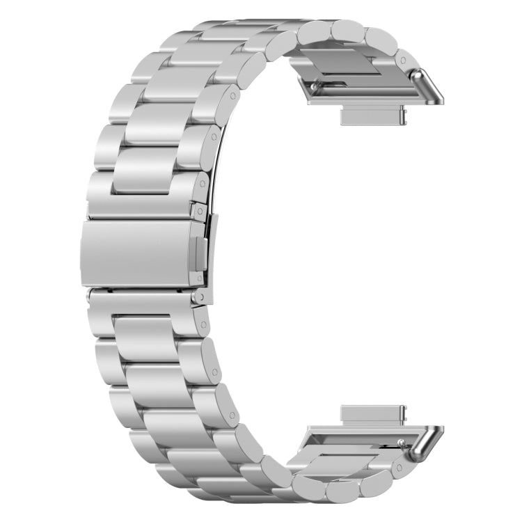 For Huawei Watch Fit 3 Three Bead Stainless Steel Metal Watch Band(Silver) by bashfashion