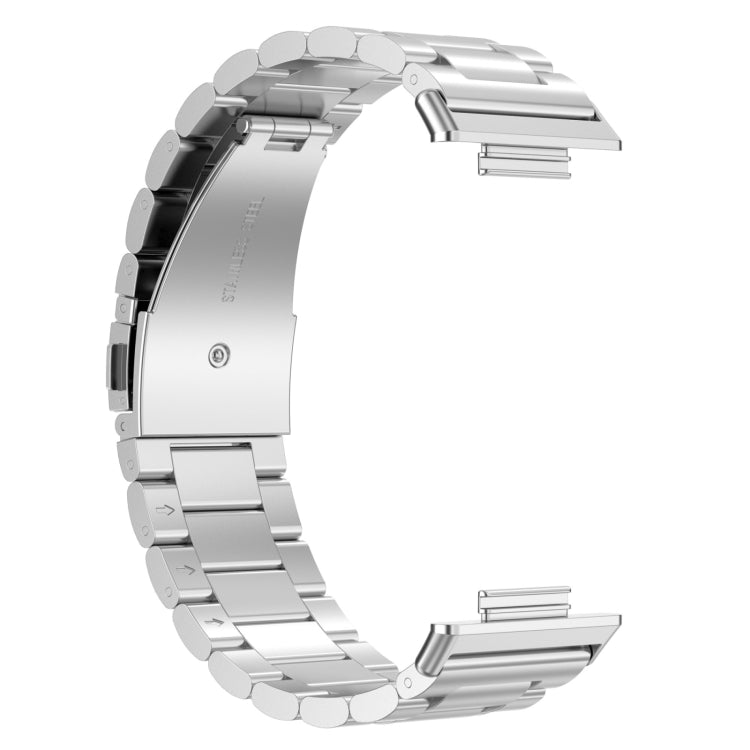 For Huawei Watch Fit 3 Three Bead Stainless Steel Metal Watch Band(Silver) by bashfashion