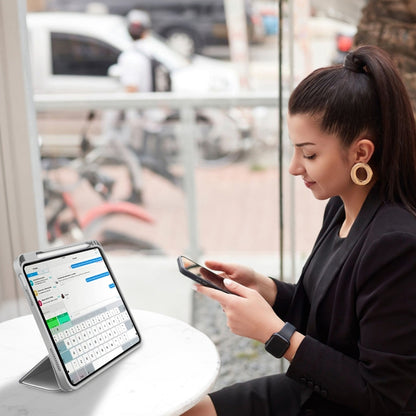 For iPad Pro 12.9 3-fold TPU Smart Leather Tablet Case with Pen Slot(Grey) by bashfashion