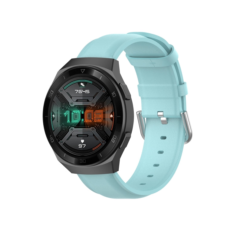 For Huawei Watch GT 2e 22mm Leather Watch Band with Round Tail Buckle(Light Blue) by bashfashion