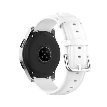 For Samsung Galaxy Watch 3 45mm 22mm Leather Strap with Round Tail Buckle(White) by bashfashion