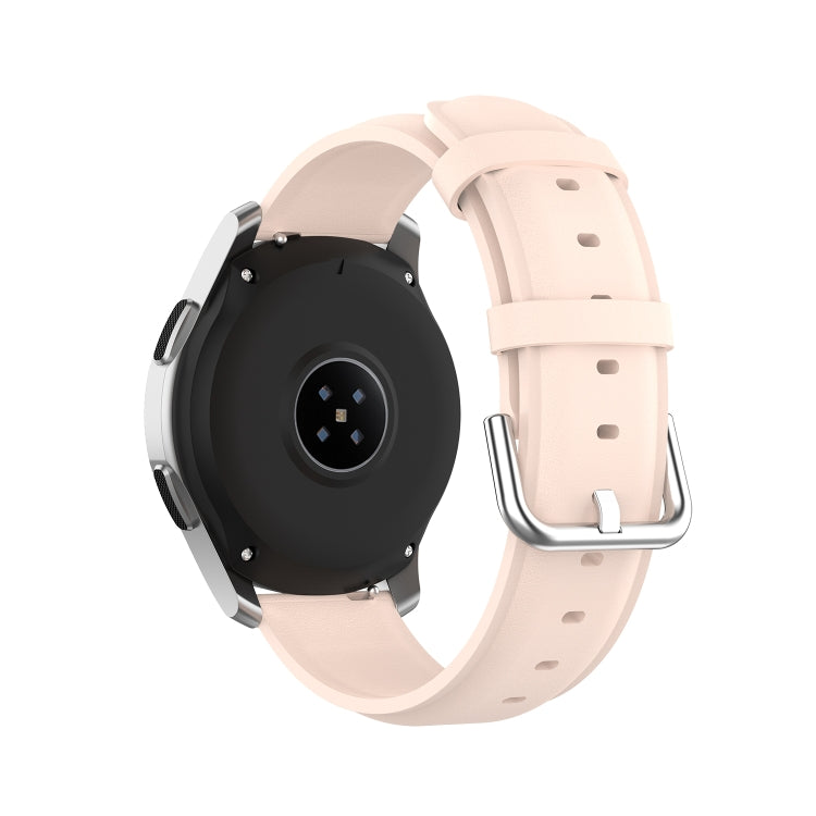 For Samsung Galaxy Watch 3 45mm 22mm Leather Strap with Round Tail Buckle(Light Pink) by bashfashion