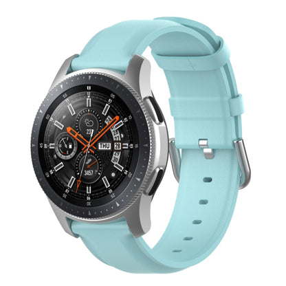For Samsung Galaxy Watch 3 45mm 22mm Leather Strap with Round Tail Buckle(Light Blue) by bashfashion