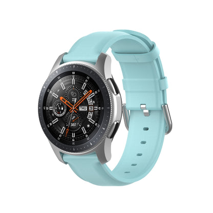 For Samsung Galaxy Watch 3 45mm 22mm Leather Strap with Round Tail Buckle(Light Blue) by bashfashion