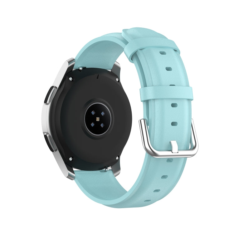 For Samsung Galaxy Watch 3 45mm 22mm Leather Strap with Round Tail Buckle(Light Blue) by bashfashion