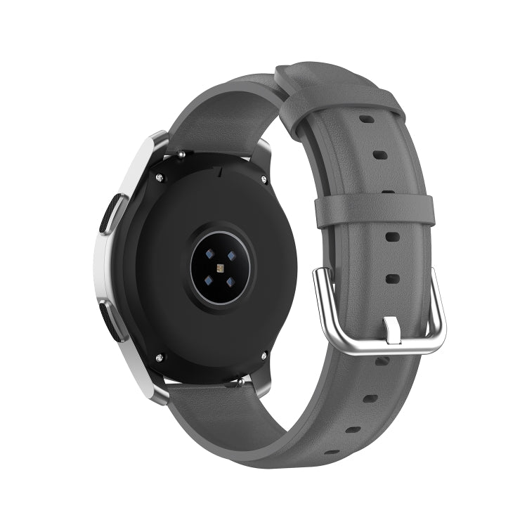 For Samsung Galaxy Watch 3 45mm 22mm Leather Strap with Round Tail Buckle(Grey) by bashfashion